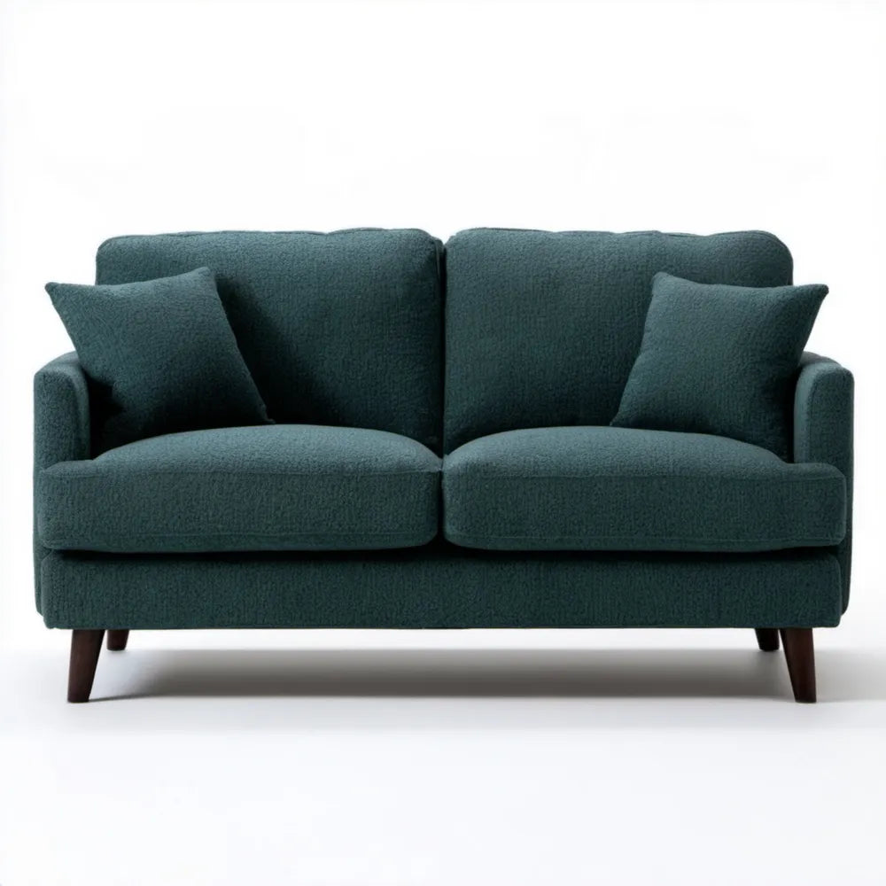 Dwuosobowa sofa bouclé ciemnoturkusowa 160 × 88 × 85 cm