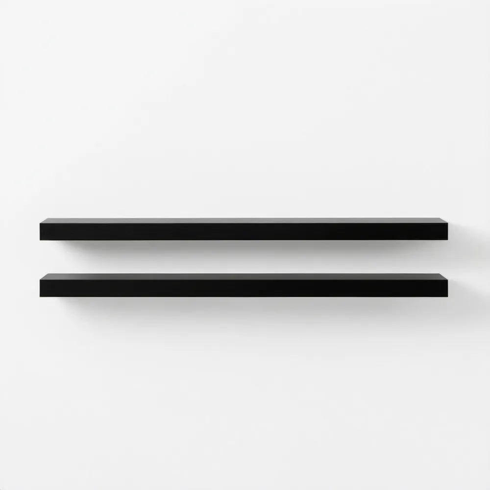 Zestaw 2 wiszących półek MDF z powłoką PVC, czarne, 110 x 23,5 x 3,8 cm