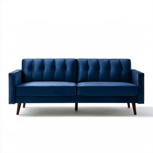 Sofa trzyosobowa granatowa z aksamitną tapicerką 210 x 85 x 84 cm