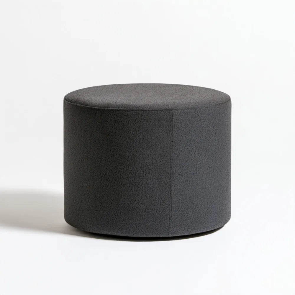 Okrągła pufa z tkaniny bouclé, ciemnoszara, Ø 40 x 40 cm