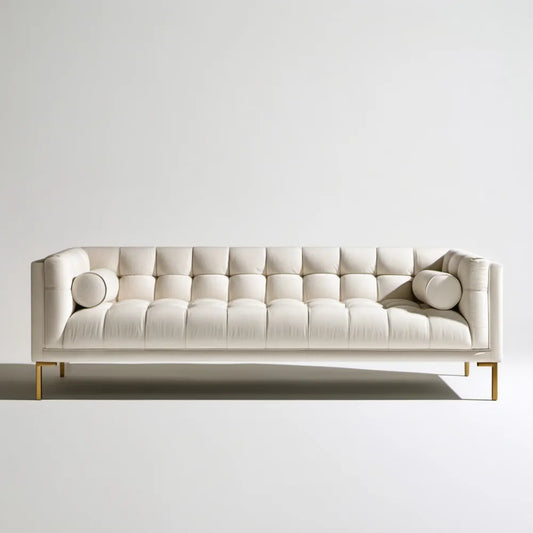 Trzyosobowa sofa z tapicerką PU kremowo-złota 230 x 90 x 78 cm