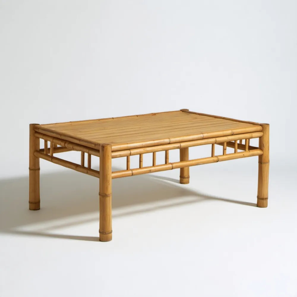 Prostokątny stolik kawowy z naturalnego bambusa 120 x 60 x 45 cm