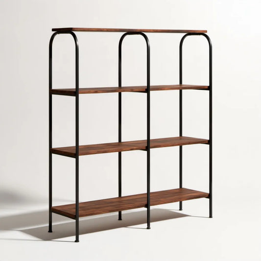 Regał z 4 półkami MDF Brązowy/Czarny 120 x 35 x 180 cm