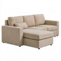 Beżowa sofa narożna 3-osobowa z szezlongiem, mikrofibra poliestrowa, 250 × 160 × 85 cm