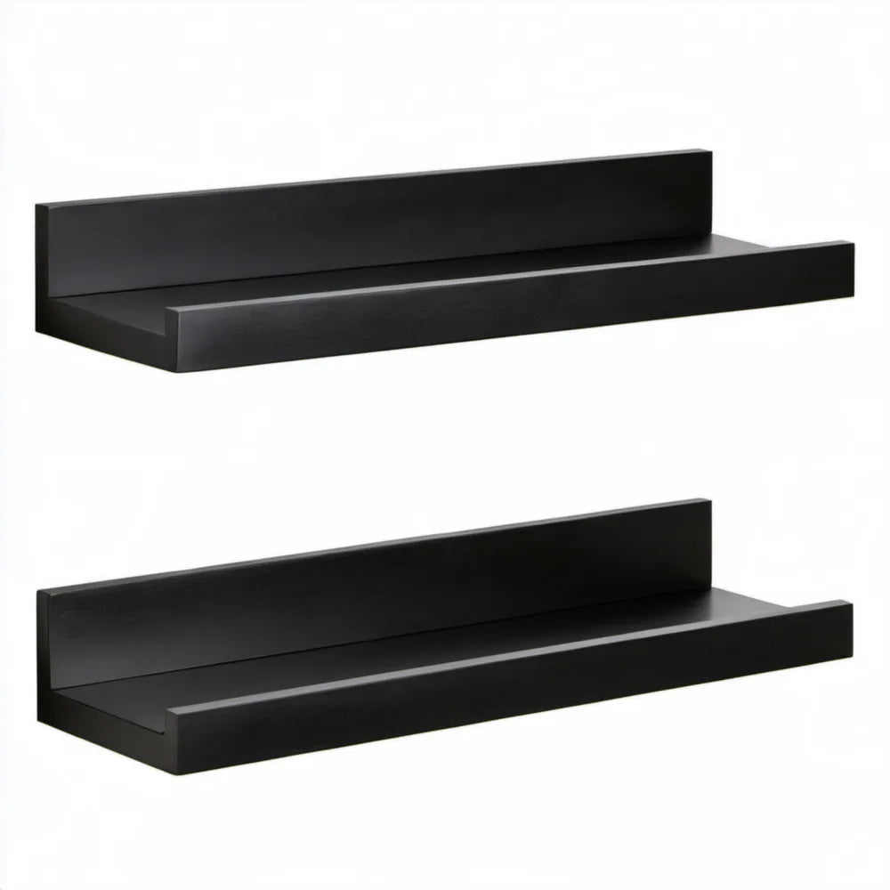 Zestaw 2 czarnych półek ściennych z MDF 60 x 15 x 10 cm