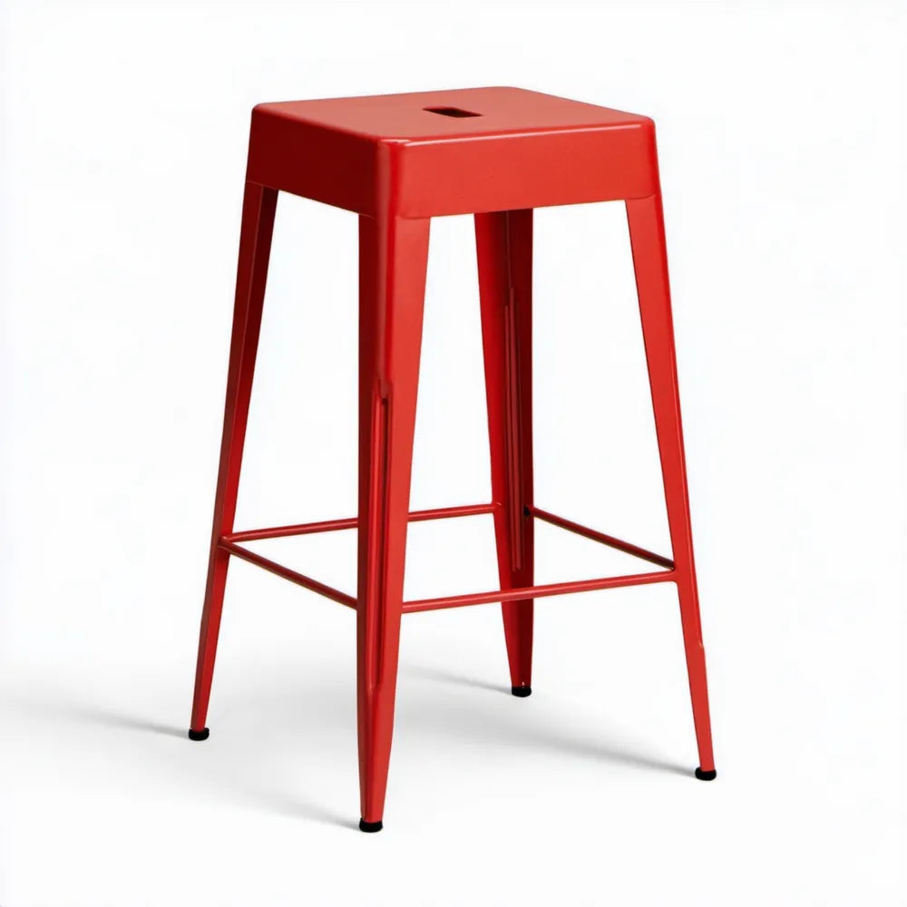Czerwony hoker stalowy industrialny 30 × 30 × 76 cm