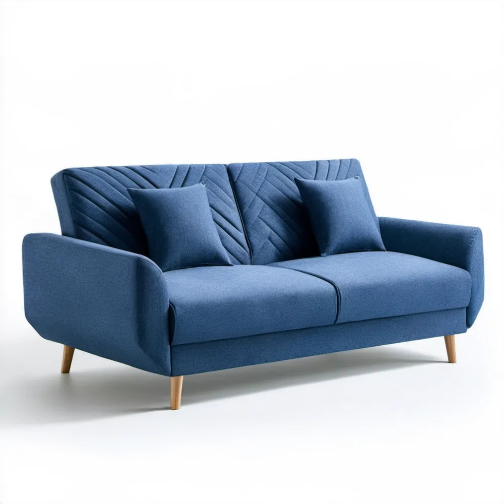 Granatowa sofa dwuosobowa z tkaniny poliestrowej 160 x 85 x 82 cm