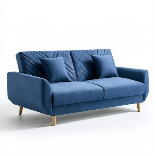 Granatowa sofa dwuosobowa z tkaniny poliestrowej 160 x 85 x 82 cm