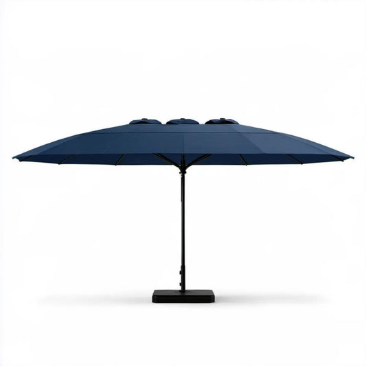 Podwójny parasol ogrodowy prostokątny 460 × 270 × 245 cm granatowo-czarny