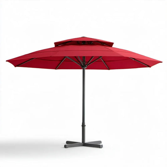 Dwupoziomowy parasol ogrodowy czerwony, ośmiokątny Ø300 × 250 cm