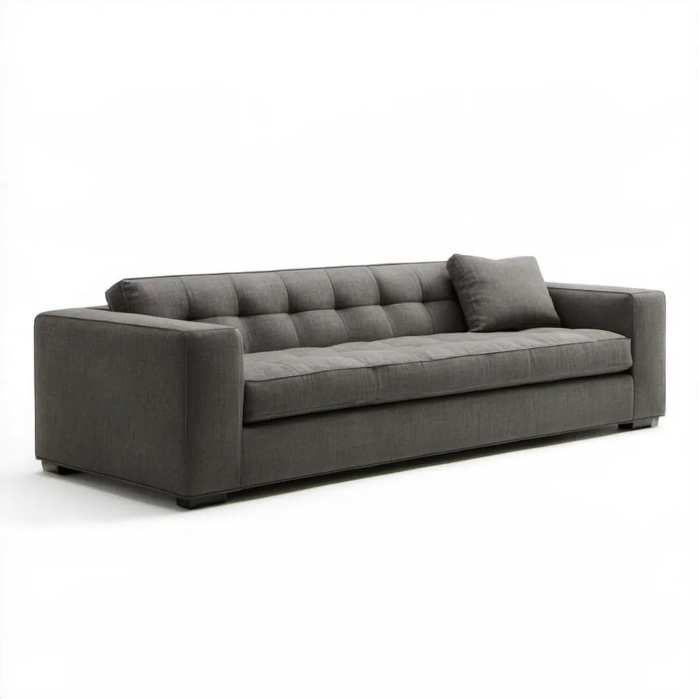 Grafitowa sofa trzyosobowa z tapicerką poliestrową 220 × 90 × 85 cm