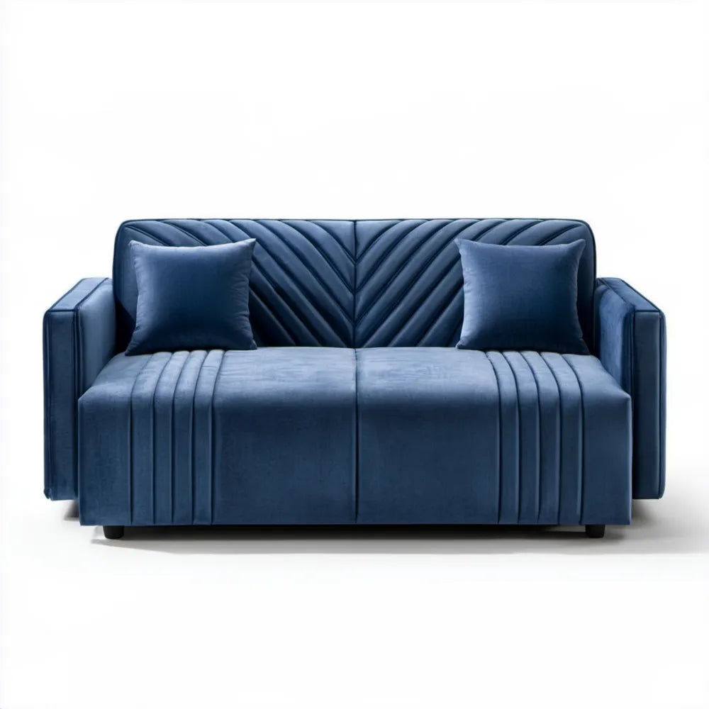 Granatowa sofa dwuosobowa z aksamitu poliestrowego 170 x 85 x 85 cm