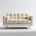 Dwuosobowa sofa kremowa ze złotymi nogami, 200 x 90 x 85 cm