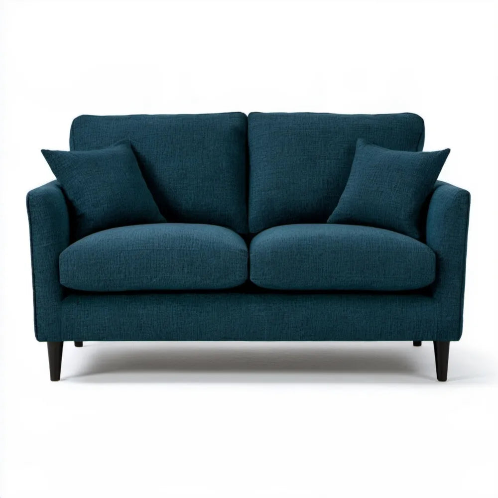 Granatowa sofa dwuosobowa z 2 poduszkami, 150 x 85 x 88 cm