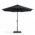 Czarny parasol ogrodowy ośmiokątny z podstawą stalową 300 cm, wysokość 250 cm