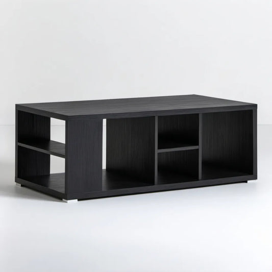 Prostokątny stolik kawowy z półkami 100 x 60 x 45 cm czarno-srebrny