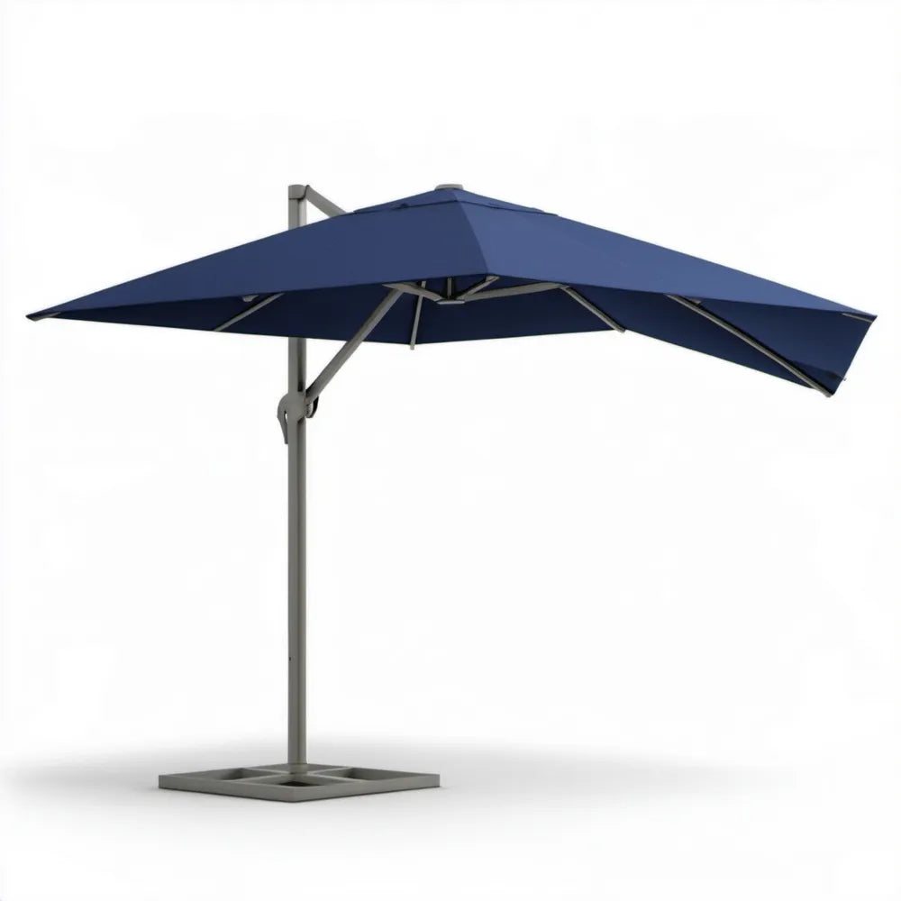 Boczny parasol ogrodowy aluminiowy z poliestru, granatowy, kwadratowy 300 x 300 cm