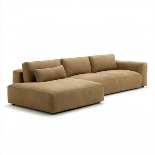 Brązowa sofa narożna lewostronna w kształcie L 280 × 165 × 82 cm