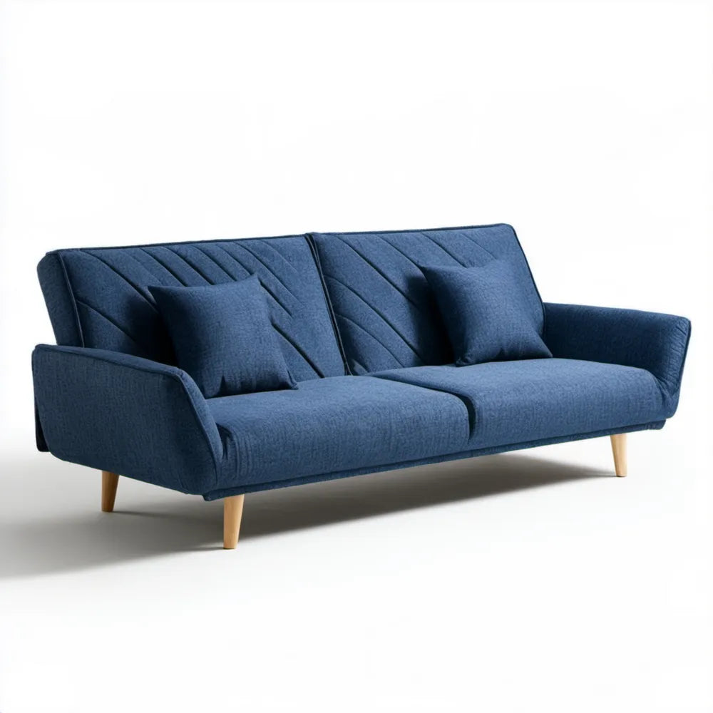 Granatowa sofa trzyosobowa z tkaniny poliestrowej, 205 x 86 x 84 cm