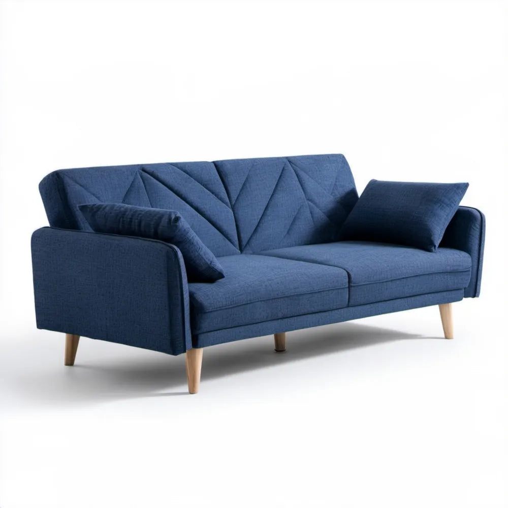 Granatowa sofa 3-osobowa z poduszkami, 220 x 90 x 85 cm