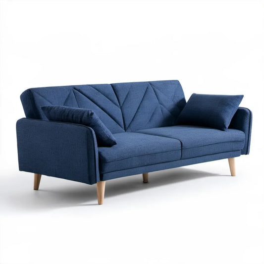 Granatowa sofa 3-osobowa z poduszkami, 220 x 90 x 85 cm